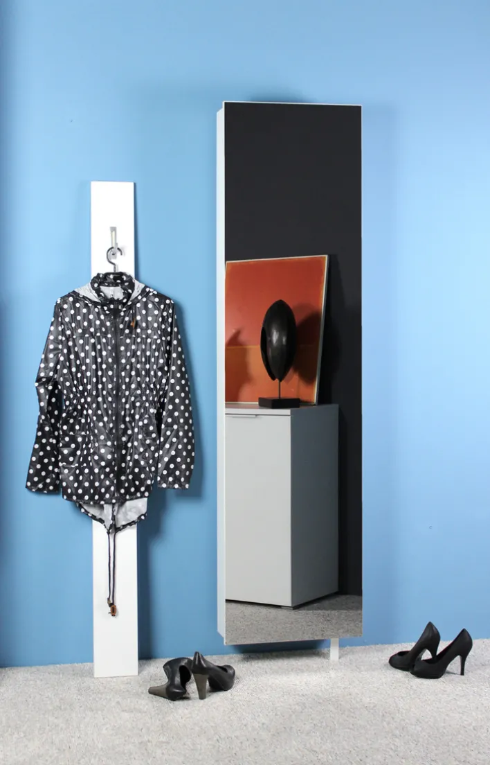 Mehrzweckschrank drehbar 50 x 195 cm Spiegelfront/weiß