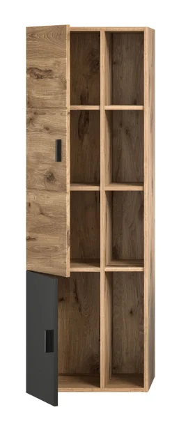 Midischrank GRADO 48 x 144 cm Eiche/ Grau