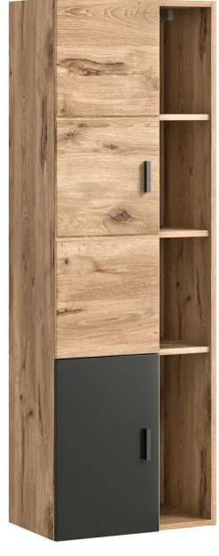 Midischrank GRADO 48 x 144 cm Eiche/ Grau