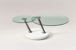Musterring Couchtisch rund MR CT3100-W FABIA Klarglas /weiß