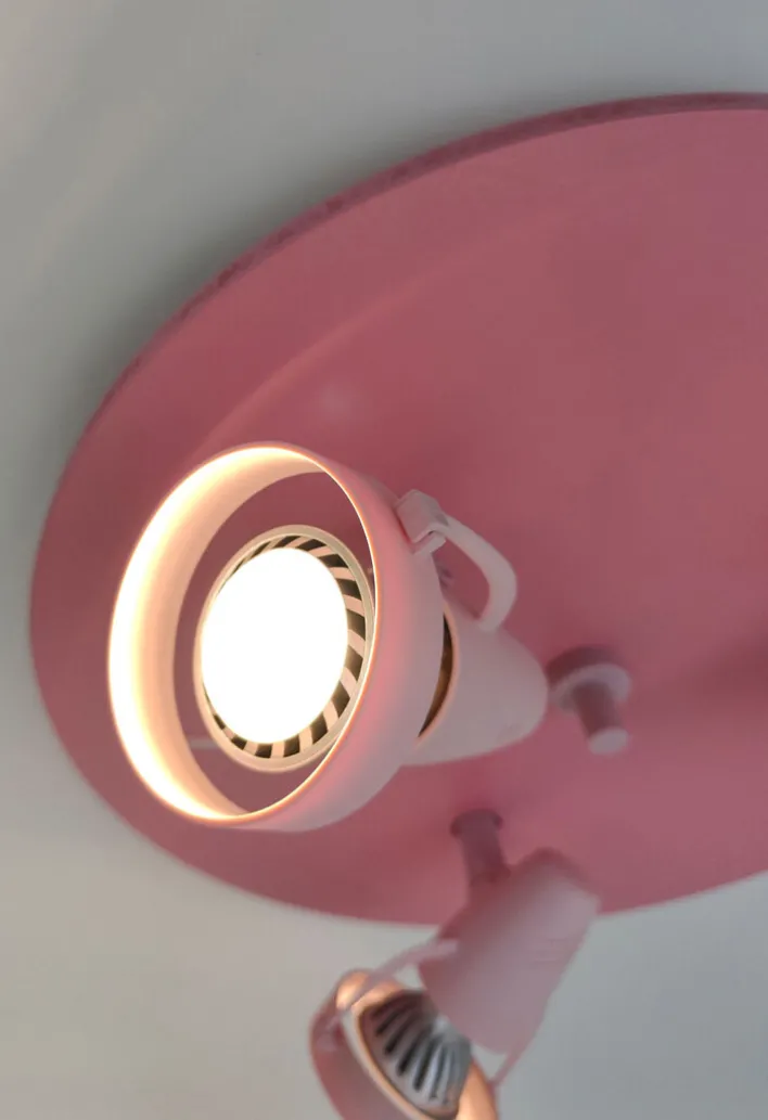 niermann Retrofit Kinderlampe Decke 3 Spots STRAHLER pastellrose