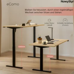 Nowy Styl Schreibtisch ECOMO 135 x 65 cm Lichtgrau/ Weiß