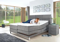 Ole Gunderson Boxspringbett JUWEL XXL EL 180 x 200 cm dunkelgrau