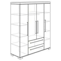 PAIDI Kinder-Drehtürenschrank KIRA 206 x 176 x 56 cm Kreideweiß/Abs.Nebraska