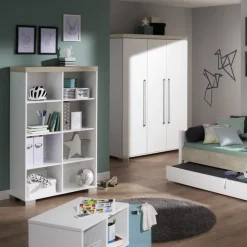 PAIDI Kleiderschrank KIRA 3-türig Kreideweiß/ Eiche-Nautik