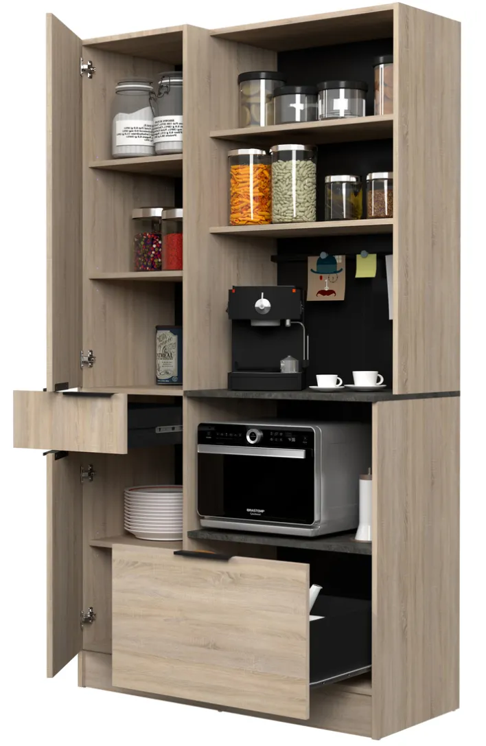 Parisot Buffet-Schrank Fumay 100 x 186 cm Eiche Dekor/ schwarz