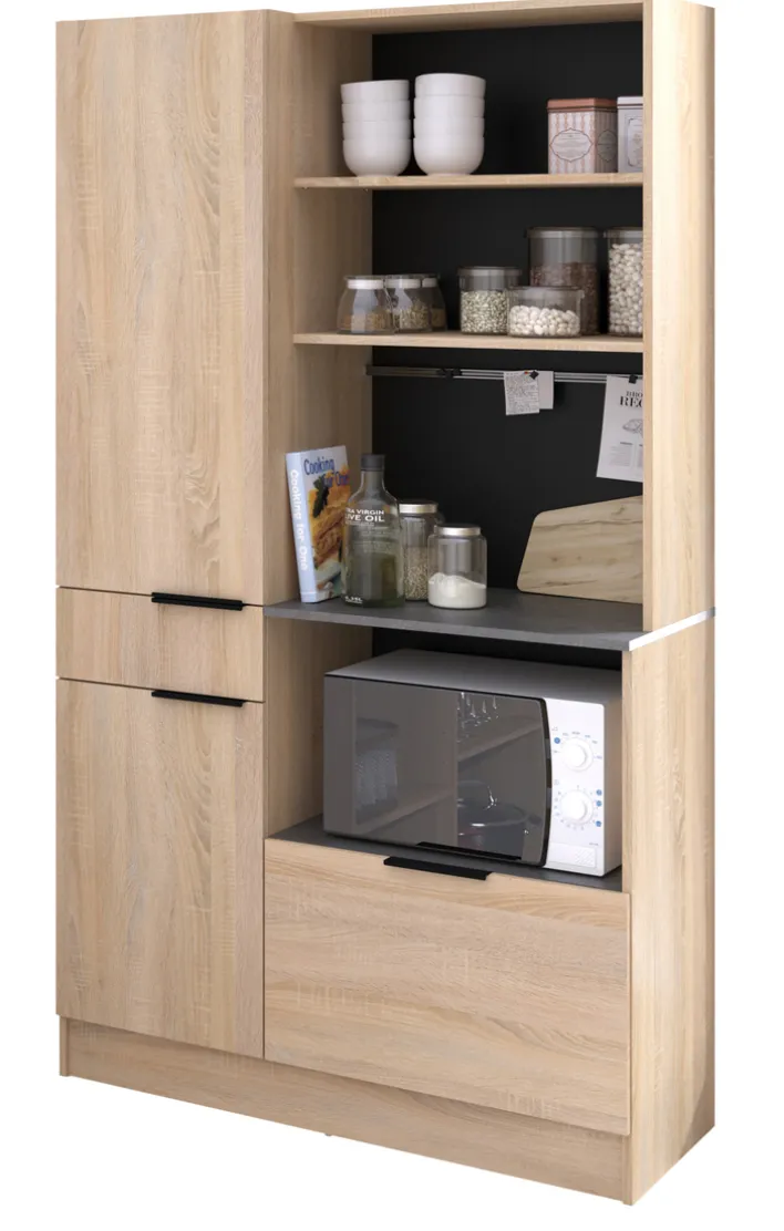 Parisot Buffet-Schrank Fumay 100 x 186 cm Eiche Dekor/ schwarz