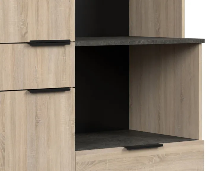 Parisot Buffet-Schrank Fumay 100 x 186 cm Eiche Dekor/ schwarz