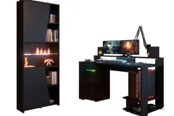 Parisot Gamertisch und Regal mit LED Beleuchtung schwarz