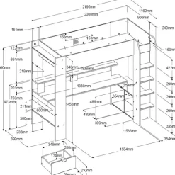 Parisot Gaming-Hochbett mit LED Beleuchtung schwarz