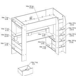 Parisot Gaming-Hochbett mit LED Beleuchtung schwarz