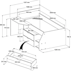 Parisot Halbhohes Hochbett MILKY 2 braun/schwarz