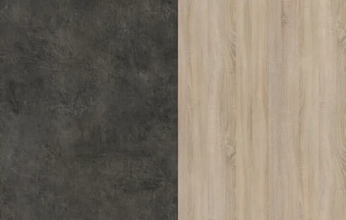 Parisot Küche mit Buffet FUMAY 21 Eiche/Beton-Optik ca. 300 x 186 x 60 cm