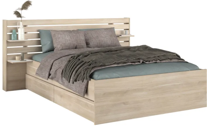 Parisot Stauraumbett ESCALE 2 braun 140 x 200 cm