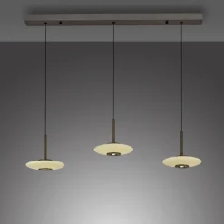 Paul Neuhaus LED Balkenpendel PURE VITRUM 3-flg braun