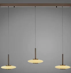 Paul Neuhaus LED Balkenpendel PURE VITRUM 3-flg braun