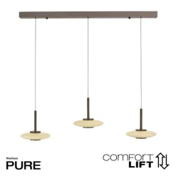 Paul Neuhaus LED Balkenpendel PURE VITRUM 3-flg braun