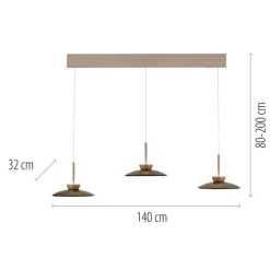 Paul Neuhaus LED Balkenpendel PURE MOON 3-flg bronze