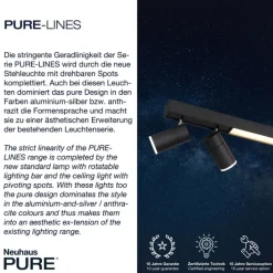 Paul Neuhaus LED Deckenlampe mit 4 Spots PURE-LINES anthrazit