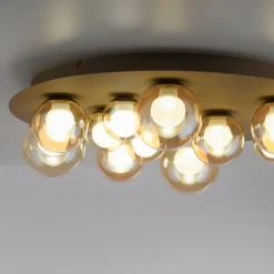 Paul Neuhaus LED Deckenlampe PURE POPUP Glas Ø 60 x 17 cm dimmbar Japandi Broncefarbig/Rauchfarbig & Amber