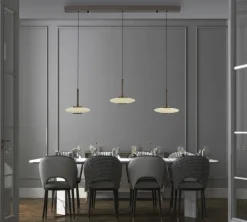 Paul Neuhaus LED Pendelleuchte E-POPUP 120 cm messingfarbig/braun