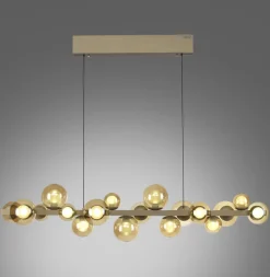 Paul Neuhaus LED Pendelleuchte E-POPUP 120 cm messingfarbig/braun