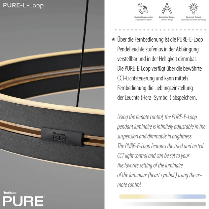 Paul Neuhaus LED Pendelleuchte PURE E-LOOP 70 cm schwarz