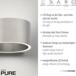 Paul Neuhaus LED Wandlampe PURE CLIPSE 15 cm aluminium