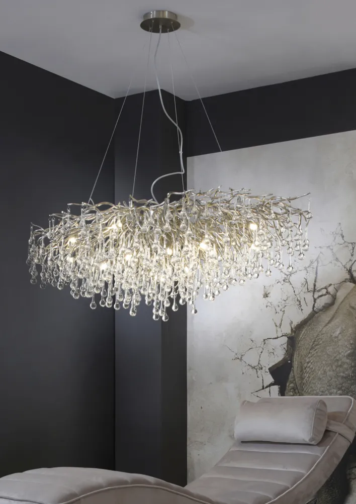 Paul Neuhaus Retrofit Kronleuchter ICICLE 150 x 75 cm stahlfarbig