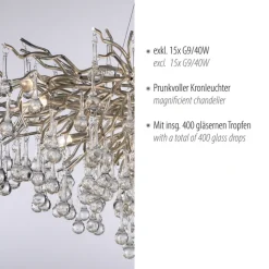 Paul Neuhaus Retrofit Kronleuchter ICICLE 150 x 75 cm stahlfarbig