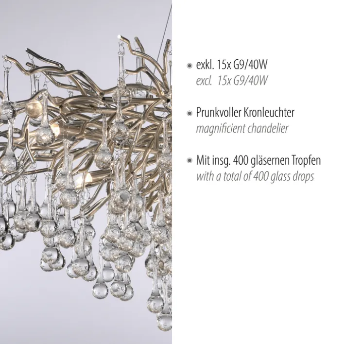 Paul Neuhaus Retrofit Kronleuchter ICICLE 150 x 75 cm stahlfarbig