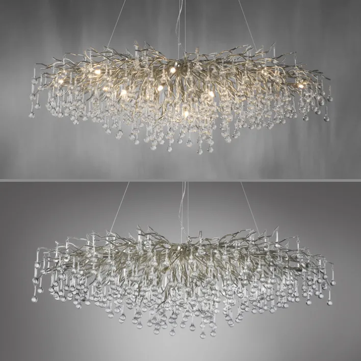 Paul Neuhaus Retrofit Kronleuchter ICICLE 150 x 75 cm stahlfarbig