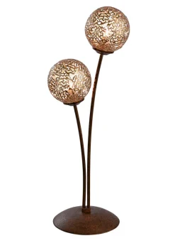 Paul Neuhaus Retrofit Tischlampe GRETA 2-flg rostfarbig/goldfarbig