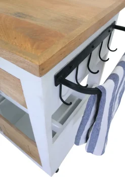 PHILL HILL Barwagen LEWIS 97 x 85 x 43 cm Mango massiv/weiß/schwarz