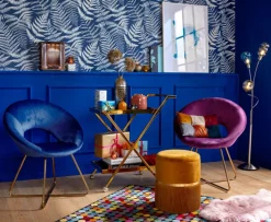 PHILL HILL Stuhl SCARLETT Metall goldfarbig/Samtbezug purpur lila