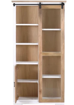 PHILL HILL Vitrine LEWIS 100 x 190 x 45 cm Mango massiv/weiß/schwarz