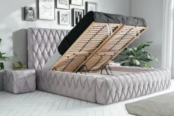 Polsterbett ADRIAN DELUXE silber 180 x 200 cm