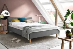 Polsterbett LENA 140 x 200 cm hellgrau