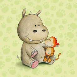 PRO ART Basic cellophaniert Bild LITTLE FRIENDS HIPPO 27 x 27 cm mehrfarbig