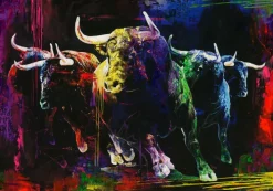 PRO ART Bild COLOURFUL BULLS III 100 x 70 cm