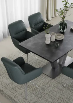 PURO Armlehnstuhl BERLIN Leder graublau/silberfarbig