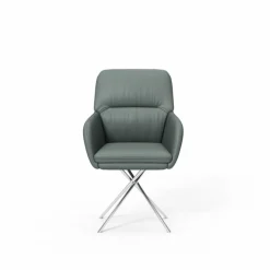 PURO Armlehnstuhl BERLIN Leder graublau/silberfarbig