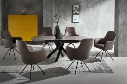 PURO Armlehnstuhl RENATA 95 x 63 x 68 cm Braun/Schwarz Leder/Metall