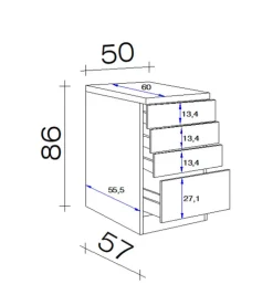 QUARTIER Schubkastenunterschrank MEGGIE 50 x 86 57 cm weiß