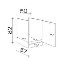 QUARTIER Spülen Unterschrank MEGGIE 50 x 82 x 57 cm weiß