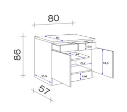 QUARTIER Unterschrank MEGGIE 80 x 86 x 57 cm weiß