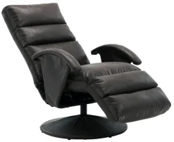 Relaxliege EMIL Lederlook Vintage schwarz