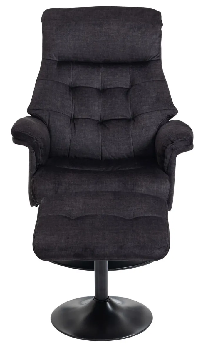 Relaxsessel mit Hocker IDA grau-charcoal