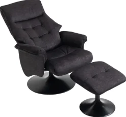Relaxsessel mit Hocker IDA grau-charcoal