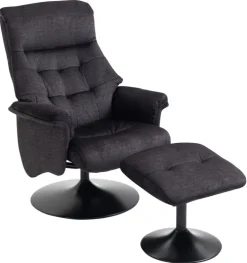 Relaxsessel mit Hocker IDA grau-charcoal